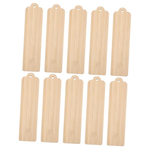BEBEMOKO 10Stücke Blanko Lesezeichen Holz Unfertige Holzanhänger Für DIY Bastelprojekte Holz Lesezeichen Zum Bemalen Und Dekorieren Für Partys Und Geschenkanhänger von BEBEMOKO