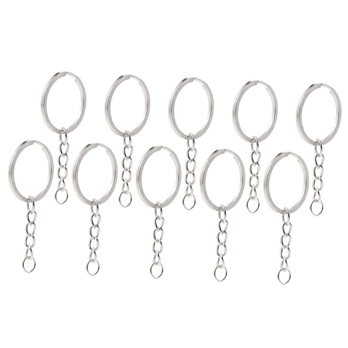 BEBEMOKO 10Stücke Metall Schlüsselringe mit Kette Geteilte Schlüsselanhängeringe für DIY Projekte für Taschenanhänger und Schlüsselbund Zubehör Glänzend Glatt von BEBEMOKO