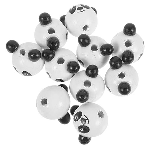 BEBEMOKO 10Stücke Teiliges Bunter Holzperlen mit Tierkopf Design für DIY für Armbänder und Schmuckherstellung für Panda Stil von BEBEMOKO