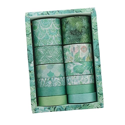 BEBEMOKO 12 Rollen papierklebeband selber machen the washi tape geschenkband Pastell farbiges Klebeband für aufkleber Washi-Tape-Aufkleber Geschenkverpackungsband Green von BEBEMOKO
