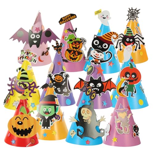 BEBEMOKO 12 Stück Halloween Dekorationen Halloween DIY Kappe Hutmaterialien Partyhüte Geburtstagshüte Papierhut BEBEMOKO 12 Stück Halloween Dekorationen Halloween DIY Kappe Hutmaterialien Partyhüte Geburtstagshüte Papierhut von BEBEMOKO