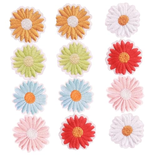 BEBEMOKO 12 Stück Selbstklebende Daisy Patches Diy Zubehör für Kleidung Bastelarbeiten und Dekoration zum Reparieren und Veredeln von Jeansjacken Taschen und Mehr von BEBEMOKO