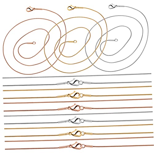 BEBEMOKO 12 Stück Teiliges Schlangenknochenkette mit Karabinerverschluss für Damen Schmuckherstellung DIY Halsketten in Gold Silber Roségold Rostfrei Langlebig Vielseitig Kombinierbar von BEBEMOKO