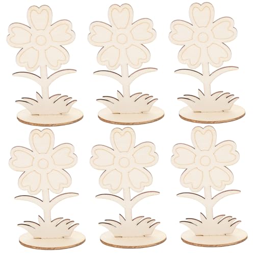 BEBEMOKO 12 Stück unlackierte Holzblumen mit Stielen, Bastelblumenausschnitte zum Malen und Dekorieren, natürliche Holzblumen-Dekoration für Haus und Garten BEBEMOKO 12 Stück unlackierte Holzblumen mit Stielen, Bastelblumenausschnitte zum Malen und Dekorieren, natürliche Holzblumen-Dekoration für Haus und Garten von BEBEMOKO
