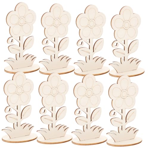 BEBEMOKO 12 unlackierte Holzblumen zum Basteln, bemalbare Blumenausschnitte für Tischdekoration, Hochzeiten und kreative Projekte von BEBEMOKO