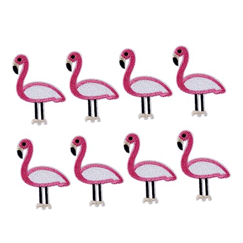 BEBEMOKO 12 x Flamingo-Stickerei-Aufnäher für Kleidung, dekorative Applikationen für Jacken, Jeans, Kunst, Handwerk, modische Aufnäher für Freunde von BEBEMOKO