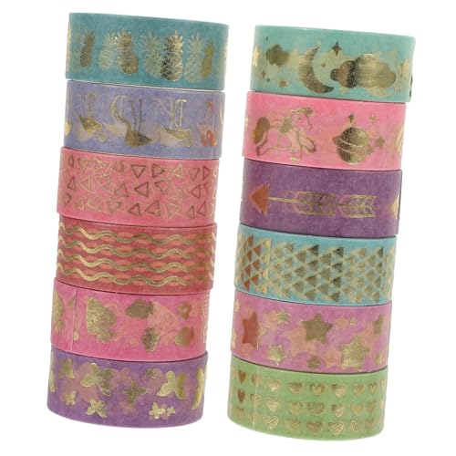 BEBEMOKO 12Stücke Dekorative Washi Bänder Bunte DIY Klebebänder für Scrapbooking und für Journal Kunsthandwerk und Partydekorationen BEBEMOKO 12Stücke Dekorative Washi Bänder Bunte DIY Klebebänder für Scrapbooking und für Journal Kunsthandwerk und Partydekorationen von BEBEMOKO