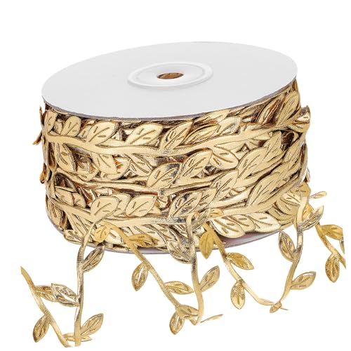 BEBEMOKO 1Rolle Blattband Stoff Lange Blattranken Für Hochzeitsdekorationen Bastelprojekte DIY Blumenarrangements Und Heimdeko Goldene Blättergirlande Vielseitig von BEBEMOKO