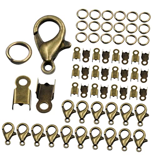 BEBEMOKO 1Satz Schmuckzubehör Set Teile DIY Kit mit Hummerverschlüssen Sprungringen und Crimp Enden für Armbänder Ohrringe und Mehr Langlebige Materialien für Kreativen von BEBEMOKO