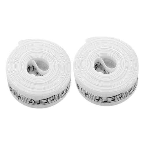 BEBEMOKO 2 Rollen Weiß-schwarzes Ripsband Mit Musiknoten, Stoffbänder Mit Musikmotiven Zum Verpacken Von Geschenken, Schleifenherstellung, Bastelbedarf von BEBEMOKO