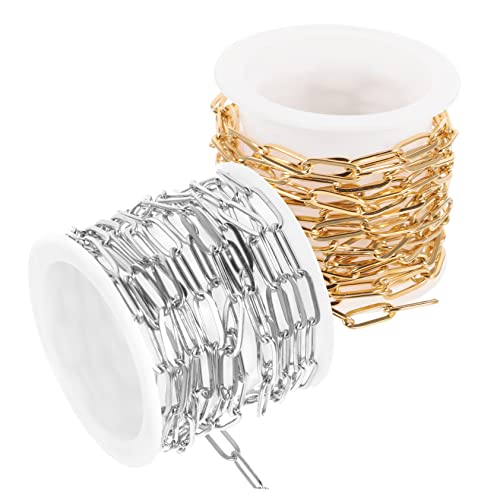 BEBEMOKO 2 Stück Büroklammerkette Papier Schmuck kleine Kette Clip Schlüssel edelstahlketten bag chain fußkettche Taschenkette Halsketten- Büroklammer-Halskette Rostfreier Stahl von BEBEMOKO