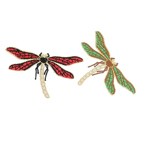BEBEMOKO 2 x Libellen-Stickerei-Aufnäher, Applikation mit Kanten, für Kleidung, Hemden und Accessoires, stilvolles Libellen-Design, Stickerei-Aufkleber von BEBEMOKO