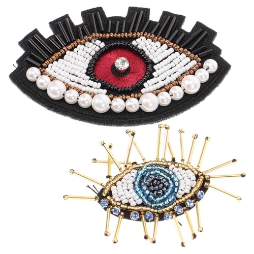 BEBEMOKO 2 x Perlenaugen-Patches mit niedlichen Cartoon-Applikationen zum Nähen, bestickte Augenflicken für Kleidung, Hüte und Accessoires, Reparatur BEBEMOKO 2 x Perlenaugen-Patches mit niedlichen Cartoon-Applikationen zum Nähen, bestickte Augenflicken für Kleidung, Hüte und Accessoires, Reparatur von BEBEMOKO