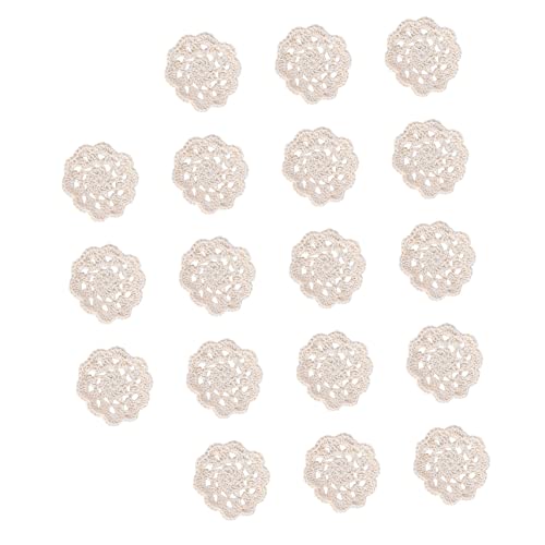 BEBEMOKO 20 Stück Blumenapplikation Schüttgut Stoffblumen Pastoral Häkeln Klein Gehäkelte Applikationen Spitzendeckchen Aus Baumwolle Baumwolldekor Blumen- Flecken Weiß Baumwollfaden Beige von BEBEMOKO
