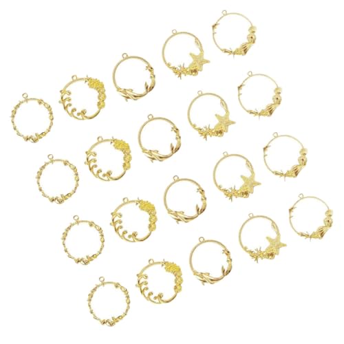 BEBEMOKO 20 Stück Muschel Seestern-Kleber-Drop-Grenze Epoxid-Hängerahmen Schmuckzubehör hohle Anhänger Accessoires zur Schmuckherstellung DIY -Handwerksanhänger Golden von BEBEMOKO