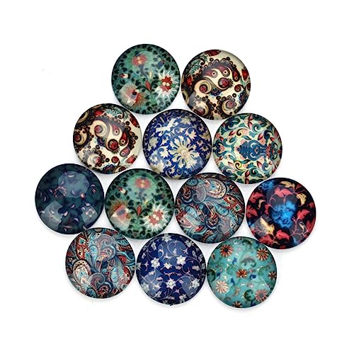 BEBEMOKO 20 Stück Teiliges DIY Schmuck Zubehör Ethnischer Edelstein Aufnäher Rund Halbkuppel Bunte Gemstone Glass Patches für Schmuckherstellung und Bastelarbeiten von BEBEMOKO