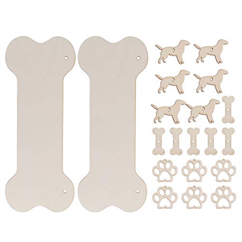 BEBEMOKO 20-teiliges Holzschild und Ausschnitte, Bastelset mit unlackiertem Holz, für Heimdekoration, Geschenkanhänger und personalisierte Projekte von BEBEMOKO