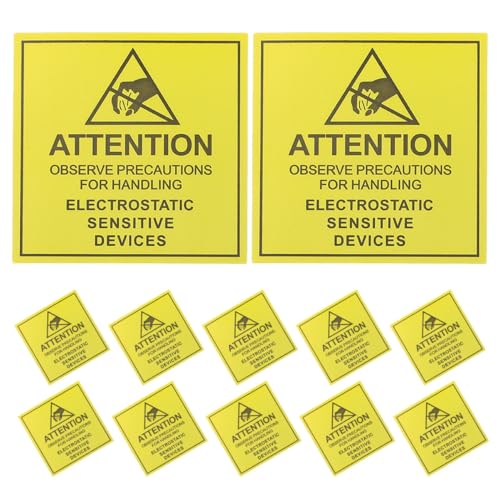 BEBEMOKO 200 Stück Statische Warnaufkleber Selbstklebend Reflektierende Antistatik sicherheitskennzeichen für Elektroniklabore Schutz vor Elektrostatischer Entladung Langlebig und Sichtbar von BEBEMOKO