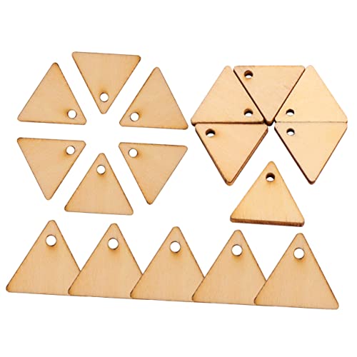 BEBEMOKO 200 Stück unlackierte dreieckige Holzausschnitte mit Loch für DIY Handwerk Malerei Hochzeit Ornamente Weihnachtsdekorationen glatte Oberfläche natürliche Stücke von BEBEMOKO