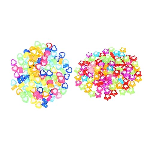 BEBEMOKO 200Stücke Herzform Acryl Perlen Stern Design Farbige DIY Perlen für Schmuckzubehör für Armbänder und Bastelprojekte Mischfarben von BEBEMOKO