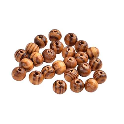 BEBEMOKO 200Stücke Natur Holzperlen mit Floralen Mustern Runde Holz Kugeln für Schmuckherstellung DIY Armbänder und Bastelprojekte Lochdurchmesser von BEBEMOKO
