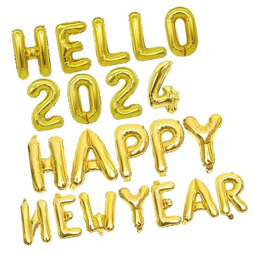 BEBEMOKO 2024 Neujahrsparty-Ballon-Set, Aluminiumfolien-Ballons für Silvester-Dekorationen, Frohes neues Jahr und Hallo 2024, Partyzubehör für Feiern BEBEMOKO 2024 Neujahrsparty-Ballon-Set, Aluminiumfolien-Ballons für Silvester-Dekorationen, Frohes neues Jahr und Hallo 2024, Partyzubehör für Feiern von BEBEMOKO