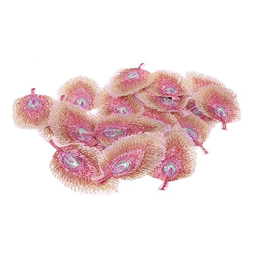 BEBEMOKO 20Stücke Pfauenfeder Stickerei Patches Entzückende Stoffpasten für Kleidung Hutzubehör DIY Farbenfrohe Handwerksdekoration Vielseitig Einsetzbar für Taschen Schuhe und Mehr von BEBEMOKO