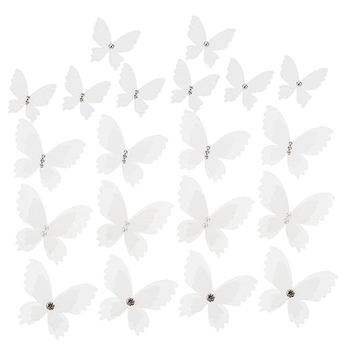 BEBEMOKO 20Stücke Schmetterlinge Applique Patches mit Perlen für DIY Kleidung Brautmode und Bastelprojekte Doppellagige Organza Aufnäher für Designs für Textilien von BEBEMOKO