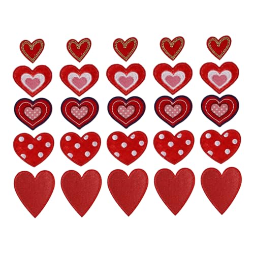 BEBEMOKO 25Stücke Herz Patches für DIY Kleidung Bestickte Applikationen zur Dekoration für Shirts Taschen Hüte und Mehr Hochwertige Nähflecken für Projekte von BEBEMOKO
