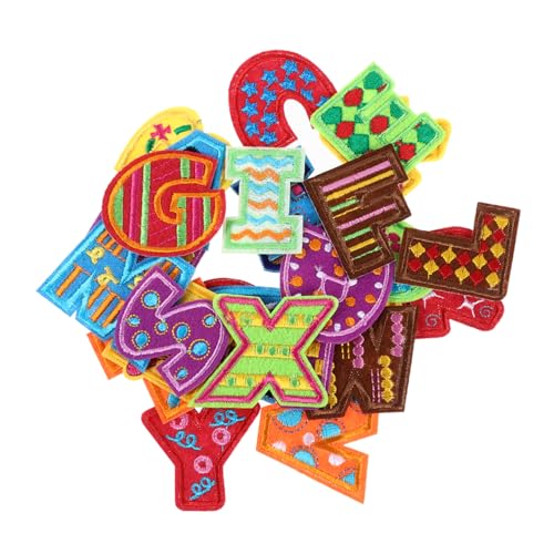 BEBEMOKO 26Stücke Alphabet Applikationen Patches zum Aufbügeln Stoffbuchstaben für Nähprojekte und Kleidungsdekorationen von BEBEMOKO