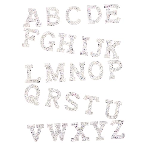 BEBEMOKO 26Stücke Teiliges Strass Alphabet Aufbügel Patch Selbstklebende für DIY Dekoration Kleidung Taschen Hüte Schuhe Einfach zu Bügeln oder Vielseitig Einsetzbar von BEBEMOKO