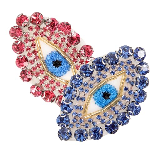 BEBEMOKO 2Stücke Augenförmige Strass Applikationen für Kleidung Bügel Patches zur Dekoration und Reparatur von Hemden Jeans Rucksäcken Glitzernde DIY Pailletten für Kreative Projekte von BEBEMOKO