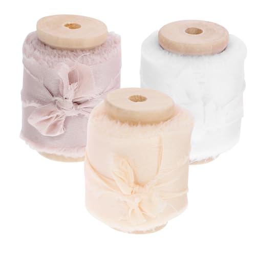 BEBEMOKO 3 Rollen Satin-Stoffband Blumen wickeln Wickelband Hochzeit Party ribbon schienbeinschoner tape weihnachten weihnachts haarreif Bänder für Handwerk Geschenkband Polyester von BEBEMOKO