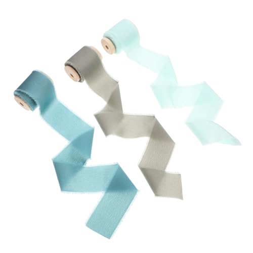 BEBEMOKO 3 Rollen Satin-Stoffband Wickelband Blumen- Schleife wickeln ribbon schienbeinschoner tape Weihnachtsdekorationen weihnachts haarreif Fransenbänder elegantes Geschenkband Polyester von BEBEMOKO