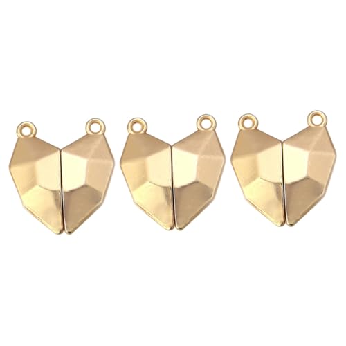 BEBEMOKO 3 Stück Herz Magnetanhänger Armband Verschlüsse Halskette Silber Perlen Charms Spinner Schmuckset Medaillon Herz Magnetverschluss Magnetverschluss DIY Verschluss Goldene Legierung von BEBEMOKO