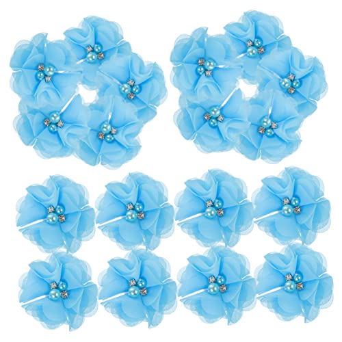 BEBEMOKO 30 Stück Teiliges Chiffon mit Perlen Diy Stoffblumen für Kleidung Haaraccessoires und Bastelprojekte für Hochzeiten und Partys von BEBEMOKO
