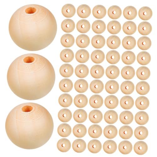 BEBEMOKO 300 Stück Natürliche Holzperlen Ungeschliffen Rund mit Loch zum Auffädeln für DIY Schmuck Makramee Basteln Weihnachtsdeko Rustikale Bastelperlen von BEBEMOKO