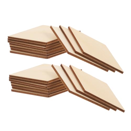 BEBEMOKO 30Stücke DIY Rhombus Holzstücke Bastelmaterialien für Holzornamente Handwerksprojekte und Heimdekoration für Bastelideen mit Familie und Freunden von BEBEMOKO