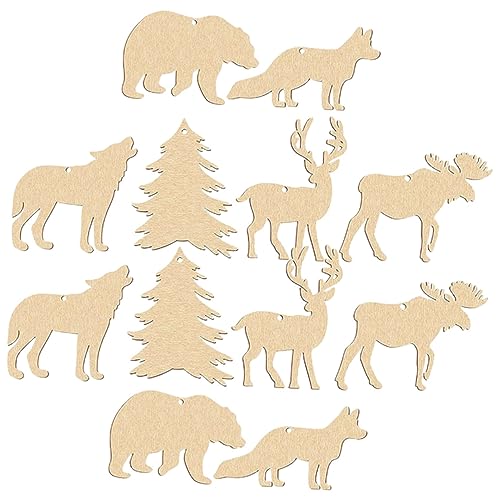 BEBEMOKO 30Stücke Holzornamente Teiliges Unvollendete Tierverzierungen Premium Holz für DIY Partydekoration und zum Bemalen und Gestalten von BEBEMOKO