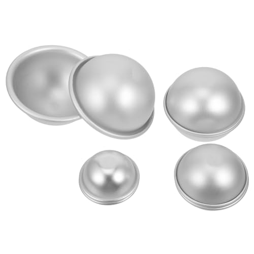 BEBEMOKO 4 Paare DIY Halbkugel Backform Teiliges Aluminiumlegierung für Badesalzkugeln und Seifenherstellung Leicht zu Reinigen und Langlebig für Kreative Bastelprojekte von BEBEMOKO