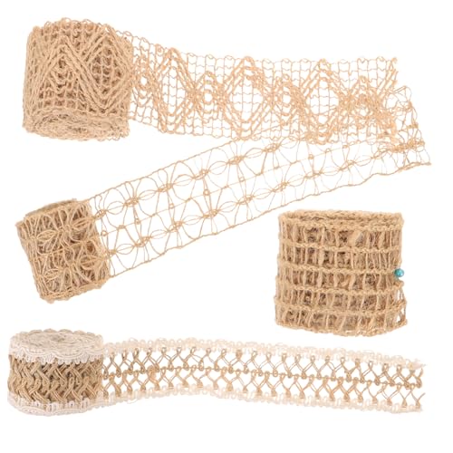 BEBEMOKO 4 Rollen Band umwickeln Bänder zum Basteln rotes Band Schleife Stichworte Spitzenband Geschenkband verpacken Festival-Packgurt Heimgeschenkband Wickelband Leinen- von BEBEMOKO