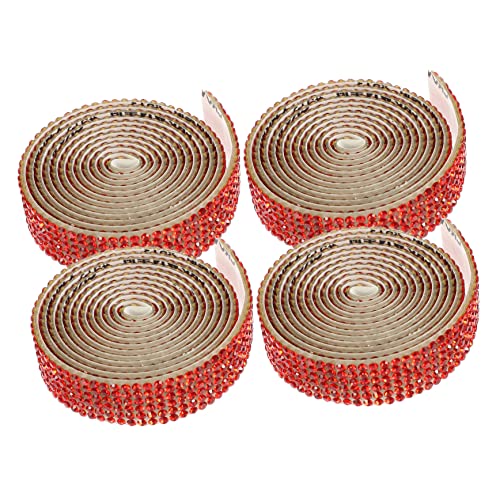 BEBEMOKO 4 Rollen Strass-Applikation, selbstklebend, Glitzer, Kleider-Aufkleber für Hochzeitsdekoration, breite Streifen zum Basteln und Personalisieren von Bekleidung von BEBEMOKO