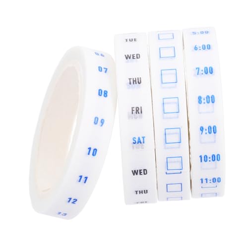BEBEMOKO 4 Rollen Washi Tape Set zur Zeitplanung Dekoratives Klebeband für Effizientes Zeitmanagement für Journaling und Scrapbooking Selbstklebend Rückstandsfrei Entfernbar von BEBEMOKO