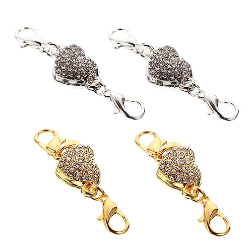 BEBEMOKO 4Stücke Teiliges DIY Schmuckverbinder Herzförmige Strass Verschlüsse für Armbänder und Fußkettchen für Schmuckherstellung und Reparatur von BEBEMOKO