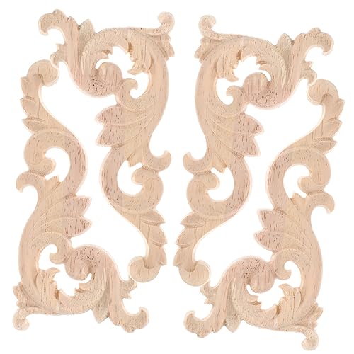 BEBEMOKO 4Stücke Unbemaltes Holz Applique Für Möbel Holzschnitzerei Dekoration Für Tür Schrank Und Fenster Holzakzente Für Wohnraumgestaltung Langlebig Und Vielseitig von BEBEMOKO