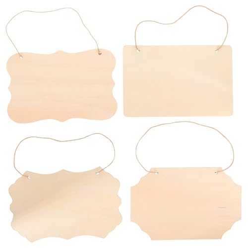 BEBEMOKO 4Stücke Unvollendete Holzschild Für DIY Bastelprojekte Unbehandelt Blanko Holztafel Zum Gestalten Dekoration Für Haustierbeschilderung Und Anlässe von BEBEMOKO