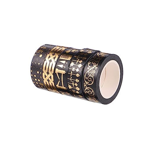 BEBEMOKO 5 Rollen Washi-Tape dekoratives Klebeband Gelb farbig bunt goldenes Metallband Farben Dekoratives Washi Tape papierklebeband selber machen Tagebuch-Dekorband Black von BEBEMOKO