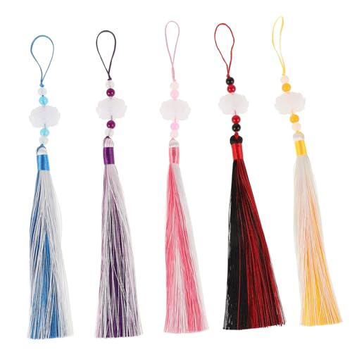 BEBEMOKO 5 Stück Teiliges Vintage Quasten Hanfu Halskette Traditionelle Chinesische Quastenanhänger mit Lotusmuster Vielseitige Haarschmuck Accessoires für Hanfu Outfits für Jede von BEBEMOKO