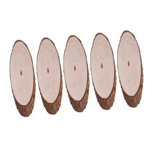 BEBEMOKO 5 Stück unlackierte Naturholzscheiben, ovale Form, DIY-Holzausschnitte zum Basteln, Party-Dekorationen und Heimdekoration, glatte Oberflächen zum Malen und Personalisieren von BEBEMOKO