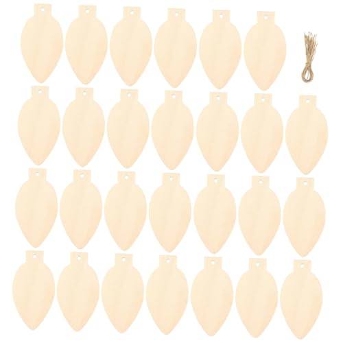 BEBEMOKO 50 Stück Blanko-Weihnachtsausschnitte, blanko, Weihnachtsausschnitte, dekorative Holzscheiben, Holz-Glühbirnenausschnitte aus Holz von BEBEMOKO